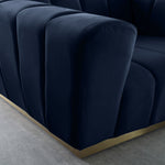 Marlon 86.5" Velvet Upholstered Sofa in Navy