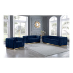 Marlon 86.5" Velvet Upholstered Sofa in Navy