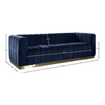 Marlon 86.5" Velvet Upholstered Sofa in Navy