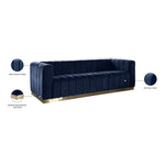 Marlon 86.5" Velvet Upholstered Sofa in Navy