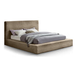 Dexter Corduroy Fabric Upholstered King Bed in Taupe