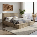 Dexter Corduroy Fabric Upholstered King Bed in Taupe