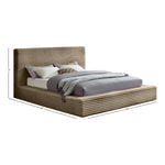Dexter Corduroy Fabric Upholstered King Bed in Taupe