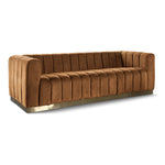 Marlon 86.5" Velvet Upholstered Sofa in Saddle