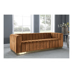 Marlon 86.5" Velvet Upholstered Sofa in Saddle