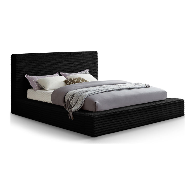 Dexter Corduroy Fabric Upholstered Queen Bed in Black