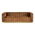 Marlon 86.5" Velvet Upholstered Sofa in Saddle