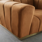 Marlon 86.5" Velvet Upholstered Sofa in Saddle