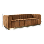 Marlon 86.5" Velvet Upholstered Sofa in Saddle