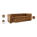 Marlon 86.5" Velvet Upholstered Sofa in Saddle