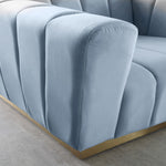 Marlon 86.5" Velvet Upholstered Sofa in Sky Blue