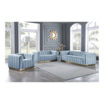 Marlon 86.5" Velvet Upholstered Sofa in Sky Blue