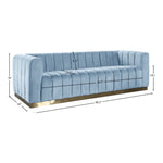 Marlon 86.5" Velvet Upholstered Sofa in Sky Blue