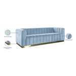 Marlon 86.5" Velvet Upholstered Sofa in Sky Blue