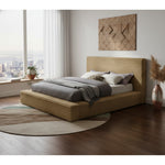 Dexter Corduroy Fabric Upholstered Queen Bed in Camel