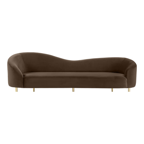 Ritz 85.5" Velvet Upholstered Sofa in Brown