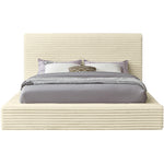 Dexter Corduroy Fabric Upholstered Queen Bed in Cream