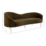 Ritz 85.5" Velvet Upholstered Sofa in Brown