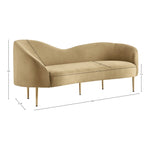 Ritz 85.5" Velvet Upholstered Sofa in Camel