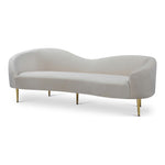 Ritz 85.5" Velvet Upholstered Sofa in Cream
