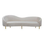 Ritz 85.5" Velvet Upholstered Sofa in Cream