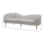 Ritz 85.5" Velvet Upholstered Sofa in Cream