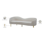 Ritz 85.5" Velvet Upholstered Sofa in Cream