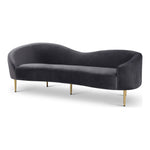 Ritz 85.5" Velvet Upholstered Sofa in Grey