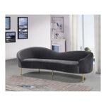 Ritz 85.5" Velvet Upholstered Sofa in Grey