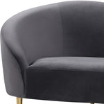 Ritz 85.5" Velvet Upholstered Sofa in Grey