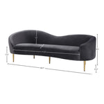 Ritz 85.5" Velvet Upholstered Sofa in Grey