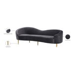 Ritz 85.5" Velvet Upholstered Sofa in Grey