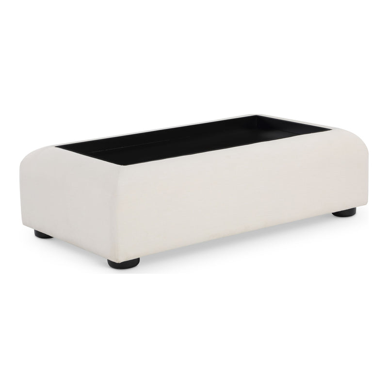 Diana Linen Textured Fabric And Wood Coffee Table in Cream