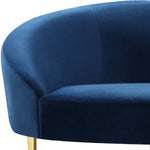Ritz 85.5" Velvet Upholstered Sofa in Navy