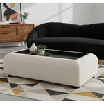 Diana Linen Textured Fabric And Wood Coffee Table in Cream