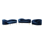 Ritz 85.5" Velvet Upholstered Sofa in Navy