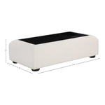 Diana Linen Textured Fabric And Wood Coffee Table in Cream