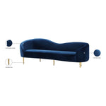 Ritz 85.5" Velvet Upholstered Sofa in Navy