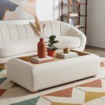 Diana Linen Textured Fabric And Wood Coffee Table in Cream