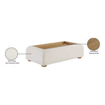 Diana Linen Textured Fabric And Wood Coffee Table in Cream
