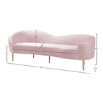 Ritz 85.5" Velvet Upholstered Sofa in Pink