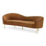 Ritz 85.5" Velvet Upholstered Sofa in Saddle