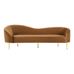Ritz 85.5" Velvet Upholstered Sofa in Saddle