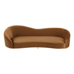 Ritz 85.5" Velvet Upholstered Sofa in Saddle