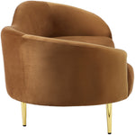 Ritz 85.5" Velvet Upholstered Sofa in Saddle