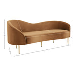 Ritz 85.5" Velvet Upholstered Sofa in Saddle