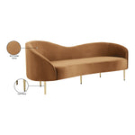 Ritz 85.5" Velvet Upholstered Sofa in Saddle