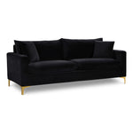 Naomi 81.5" Velvet Upholstered Sofa in Black