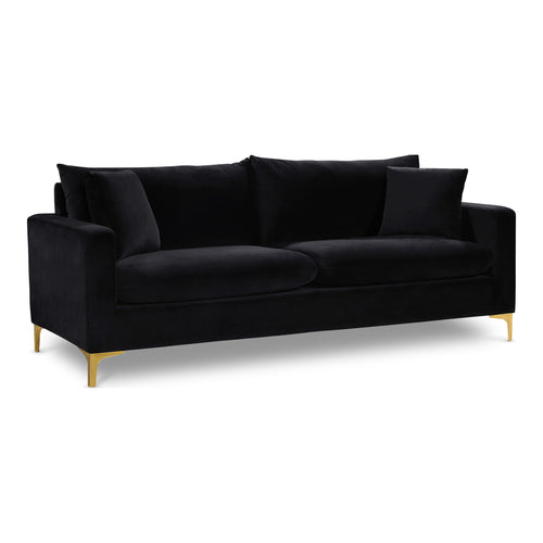 Naomi 81.5" Velvet Upholstered Sofa in Black