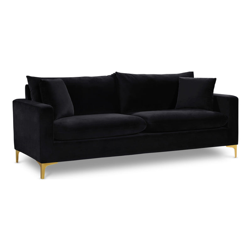 Naomi 81.5" Velvet Upholstered Sofa in Black